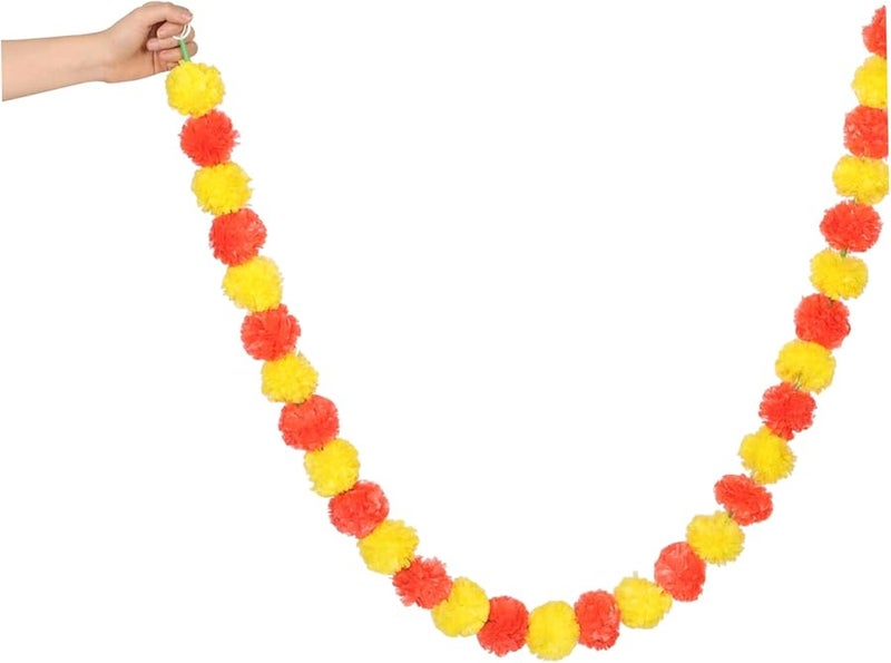 Marigold Garland 160X70CM Handmade Floral Decoration for Diwali Weddings Festivals - Image 3